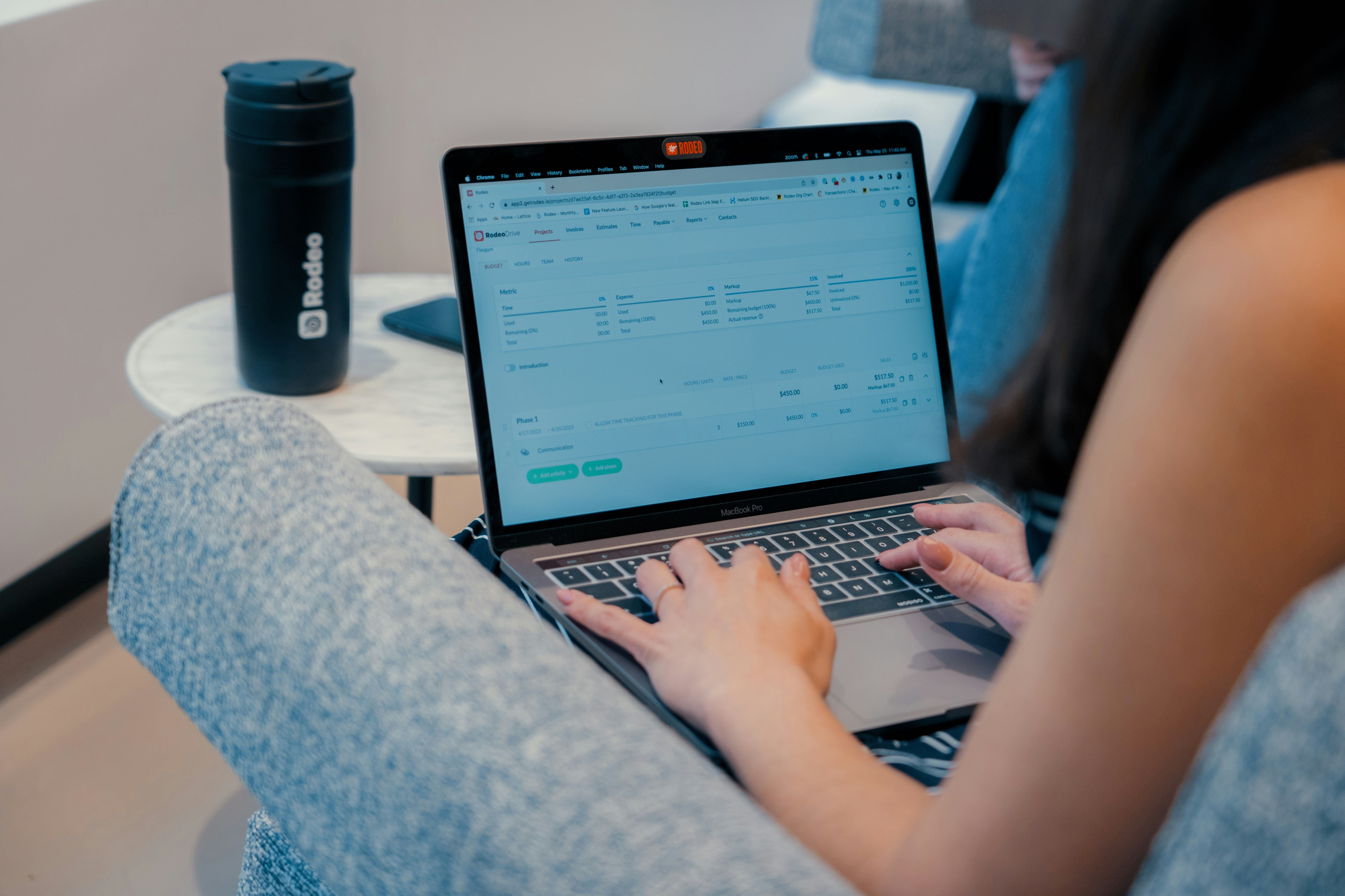 person typing on computer