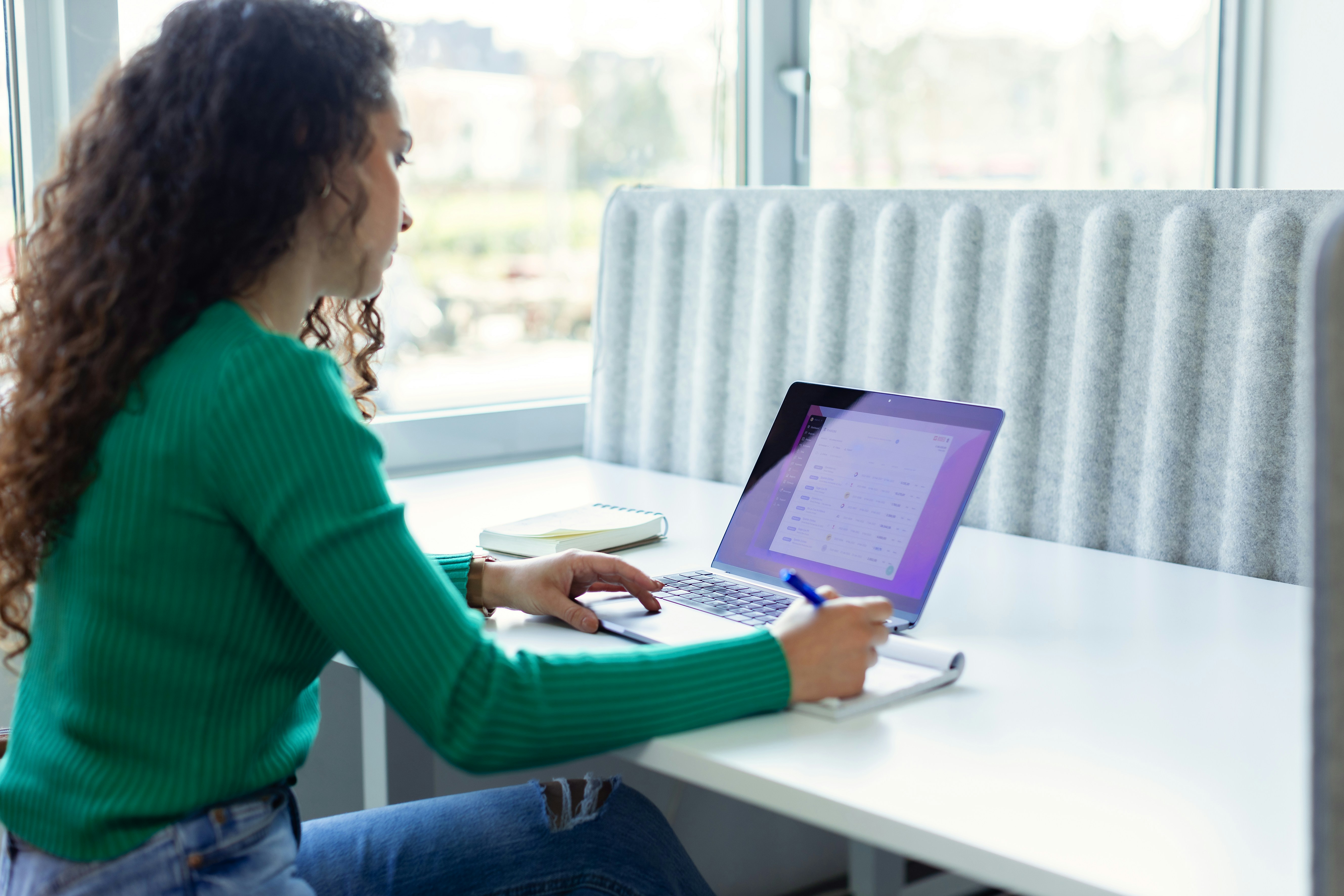 person looking at computer