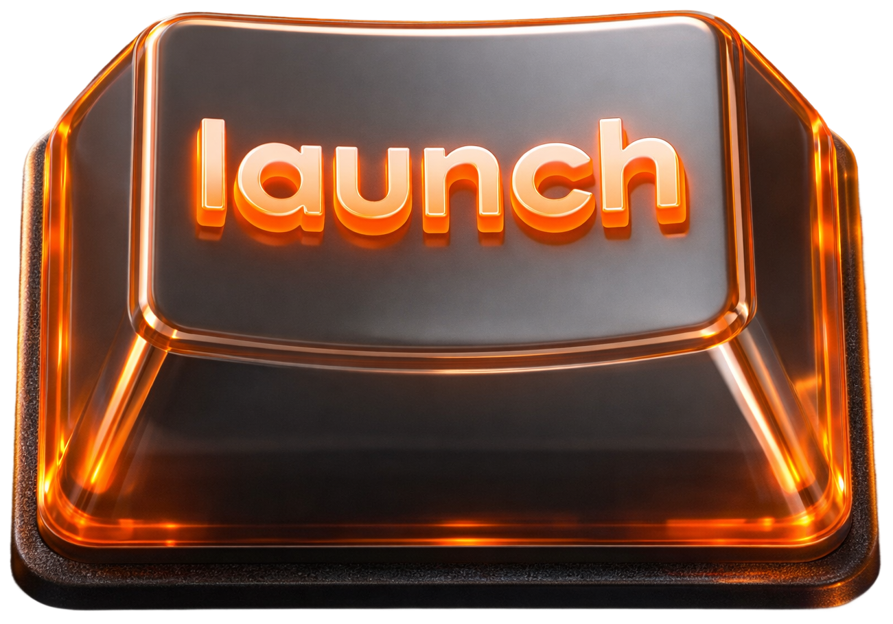 Помаранчево-чорка кнопка з клавіатури з написом launch