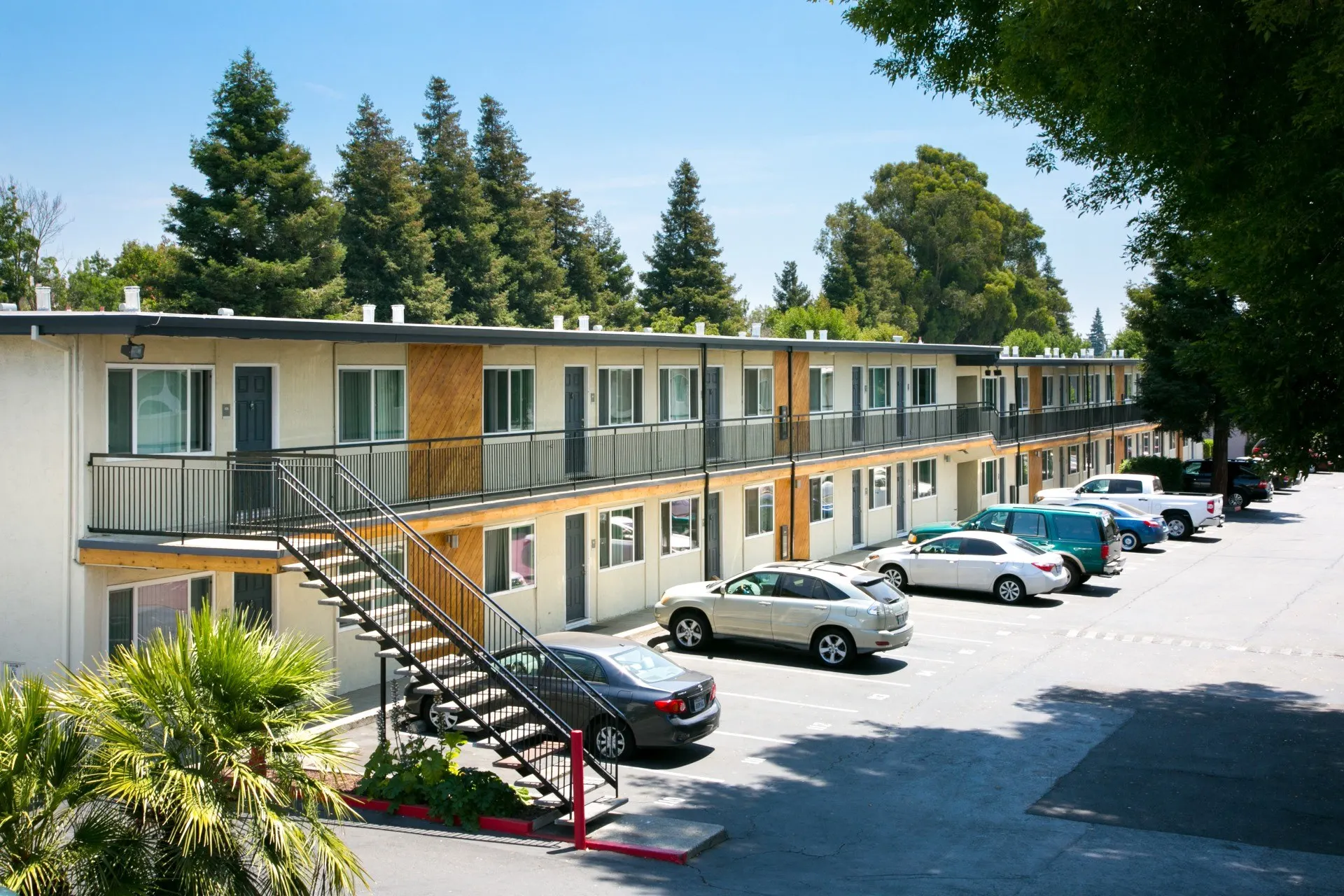 Parking lot outside of the Mark apartments
