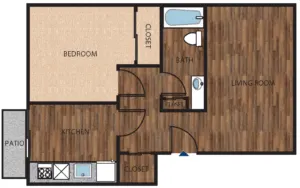 1x1 M floor plan layout