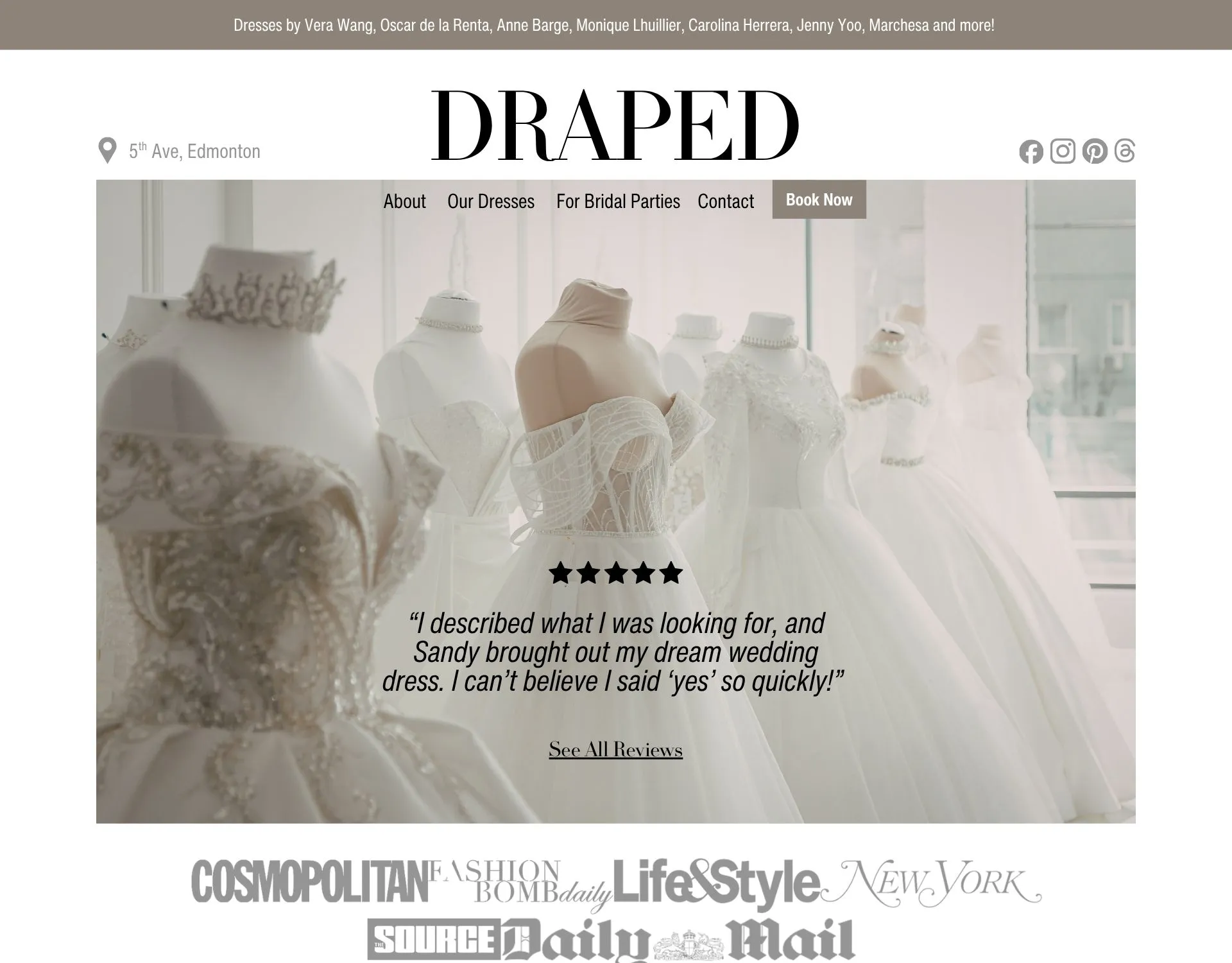 Web and brand design for a wedding dress ecommerce business