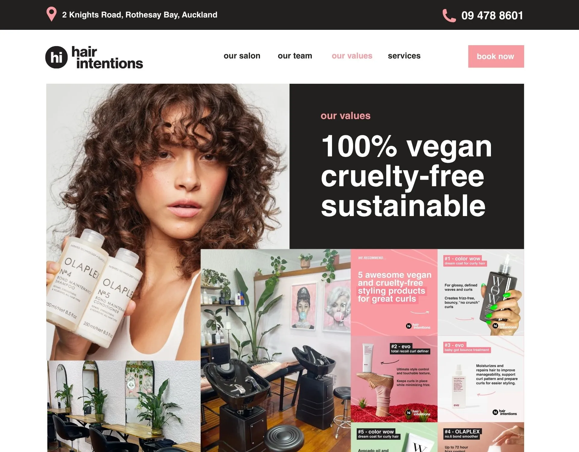 Web and brand design for a hair salon that is focused on ethical treatment of animals, as they are vegan, sustainable and cruelty-free