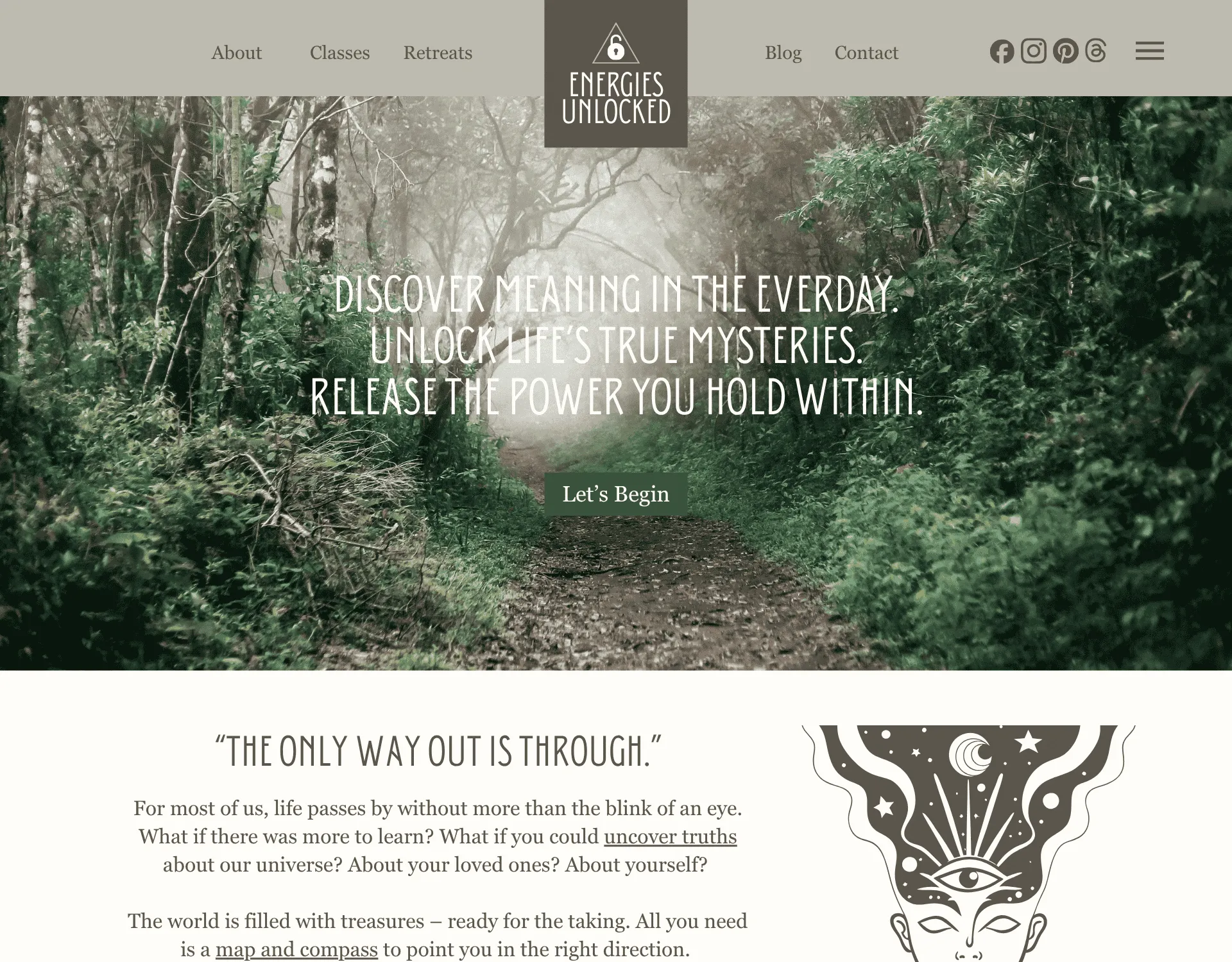 Web and brand design for a spiritual new age company 