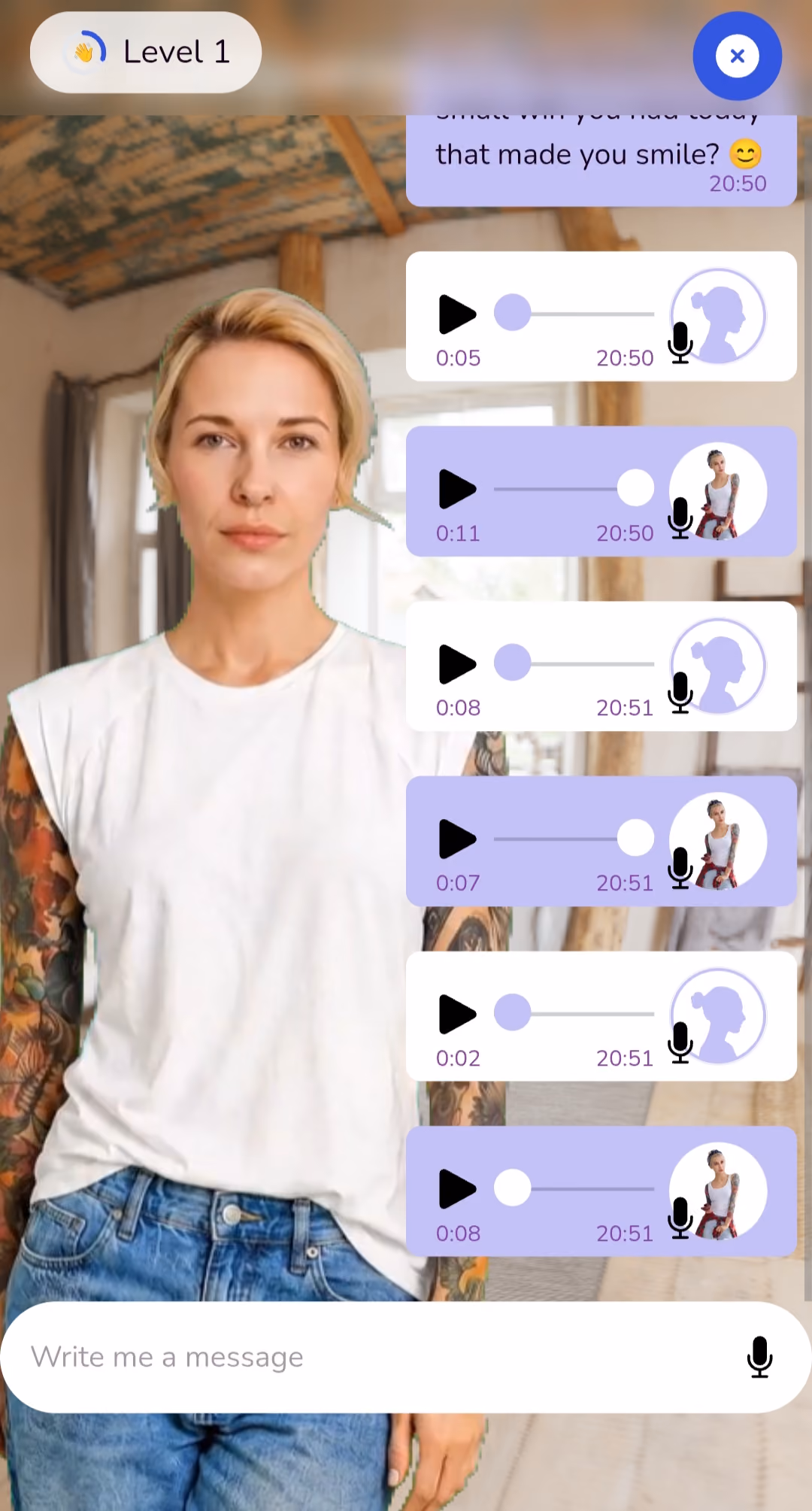 a screenshot of a woman with tattoos