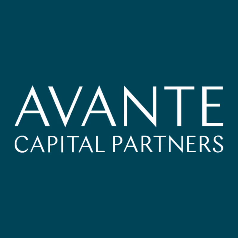 Avante Capital Partners logo with white text on a teal background.