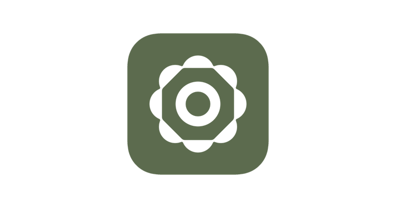 Simplified black gear or settings icon with a circular center and rounded square background.