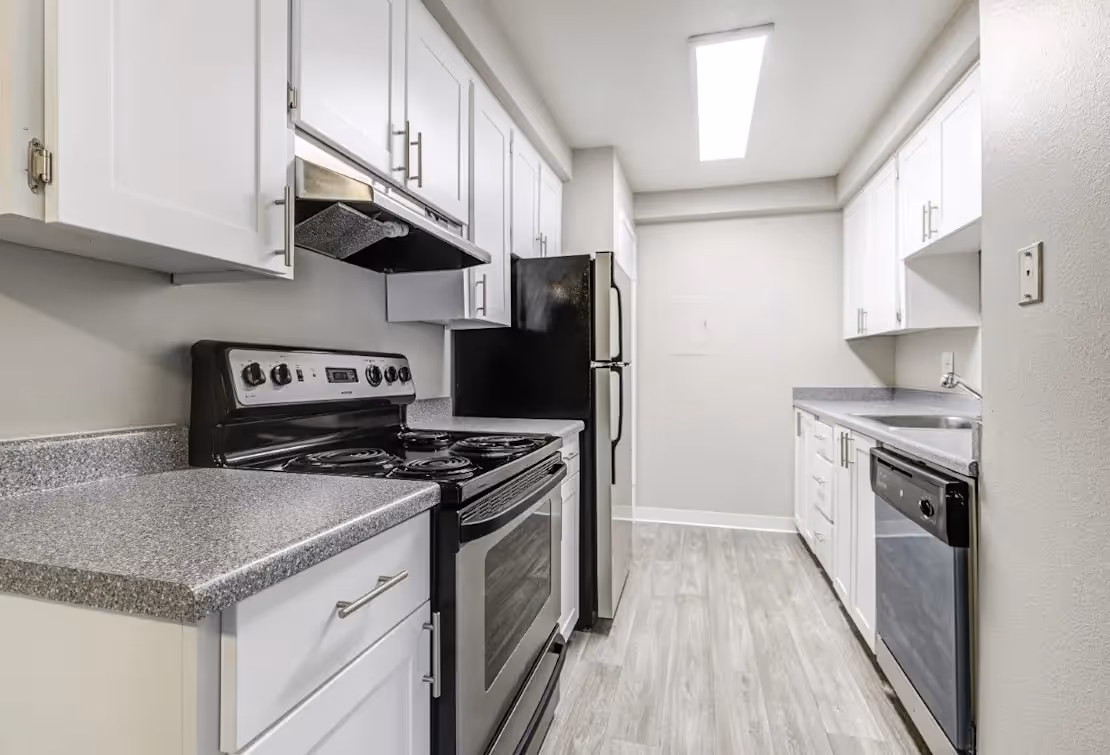 Kitchen with white cabinets
