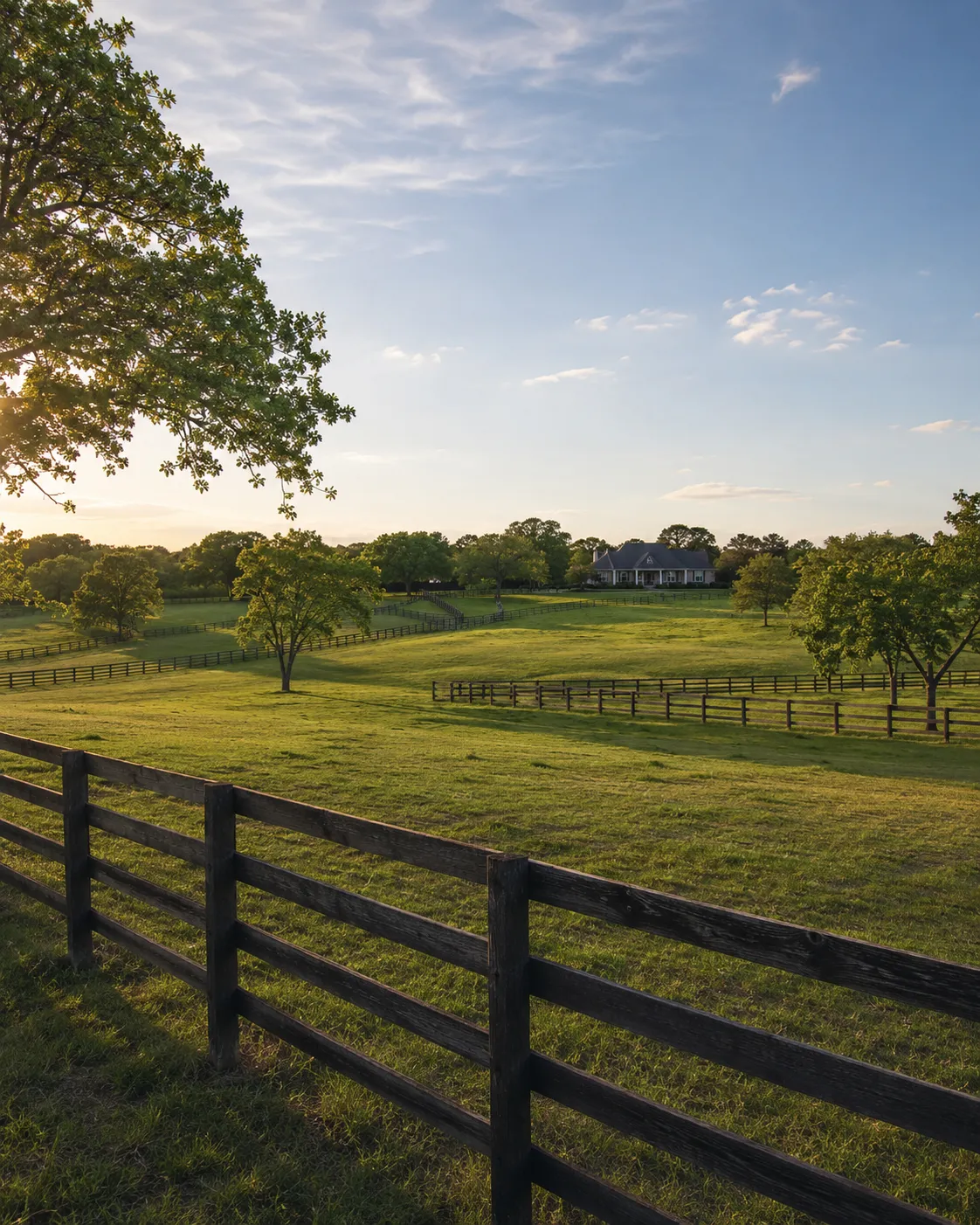 Open pasture with a farmhouse in the distance in Wise County
