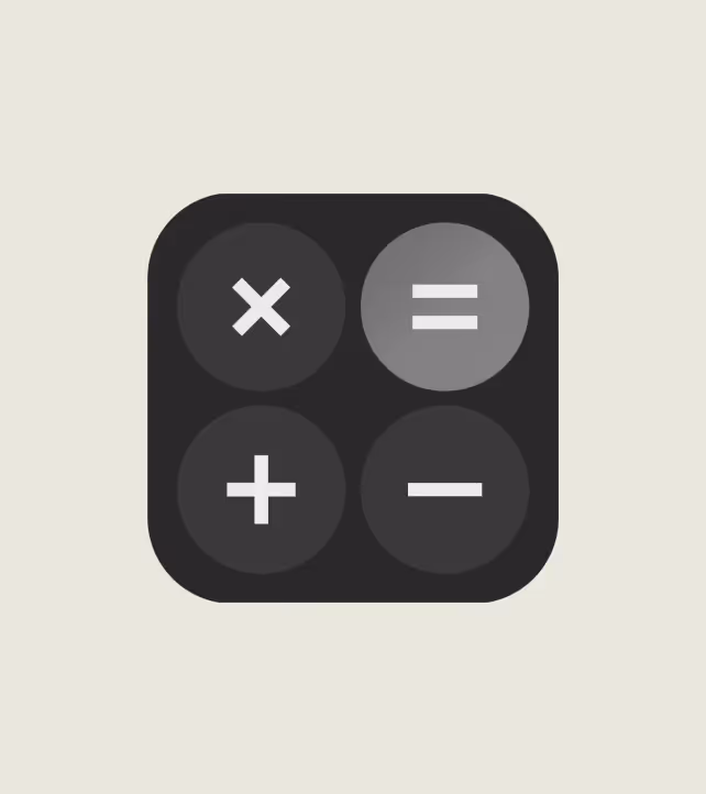 Icône d'application de calculatrice avec les boutons multiplication, addition, soustraction et égal.