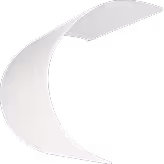 Curved white abstract shape with smooth shading on a transparent background.