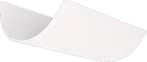 Lampe de plafond blanche rectangulaire avec coin légèrement replié.