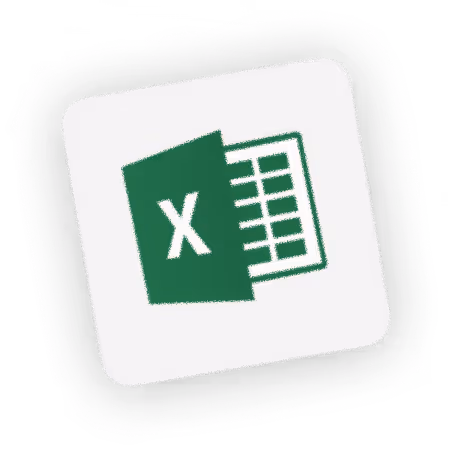 Icône Microsoft Excel avec un tableau vert et la lettre X blanche sur fond gris clair.