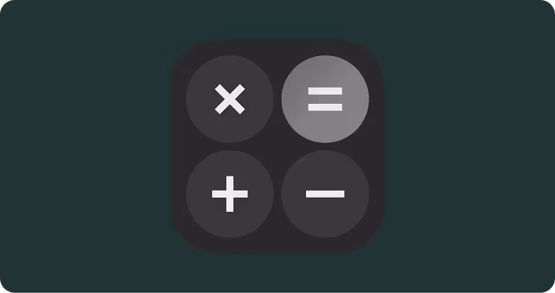 Calculator app icons showing multiply, equals, addition, and subtraction symbols.