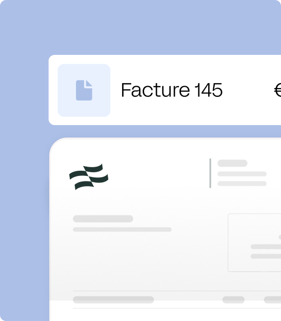 Interface affichant une facture numéro 145 avec une icône de document et un total en euros.