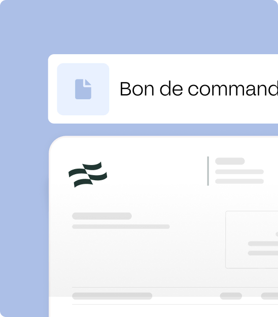 Icône de document et texte Bon de commande avec aperçu d'un formulaire ou facture floue.