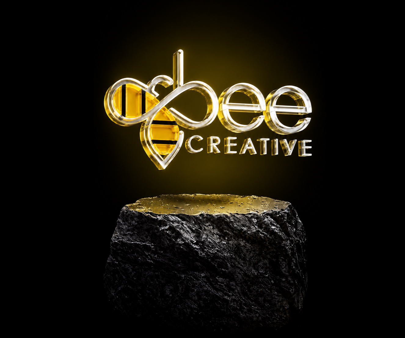 Bee Creative brand identity work displayed on street billboards