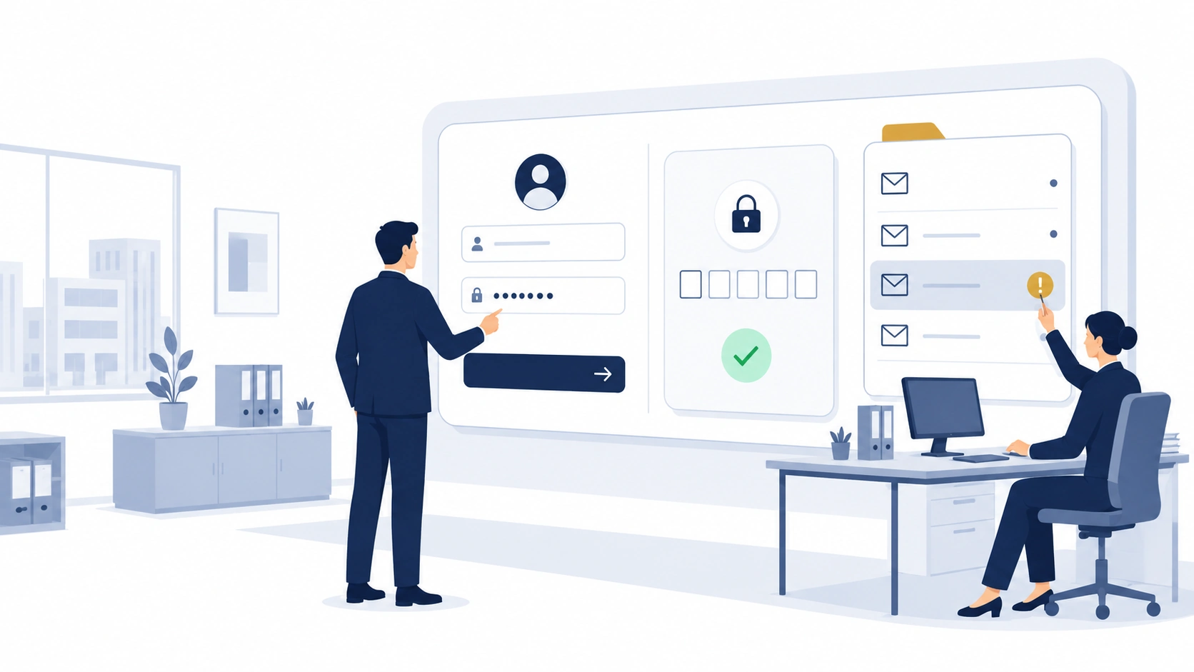 Verwaltungs-Login mit MFA-Karte und sicherem Posteingang sichert Phishing-Schutz für Behörden-Daten und Aktenführung