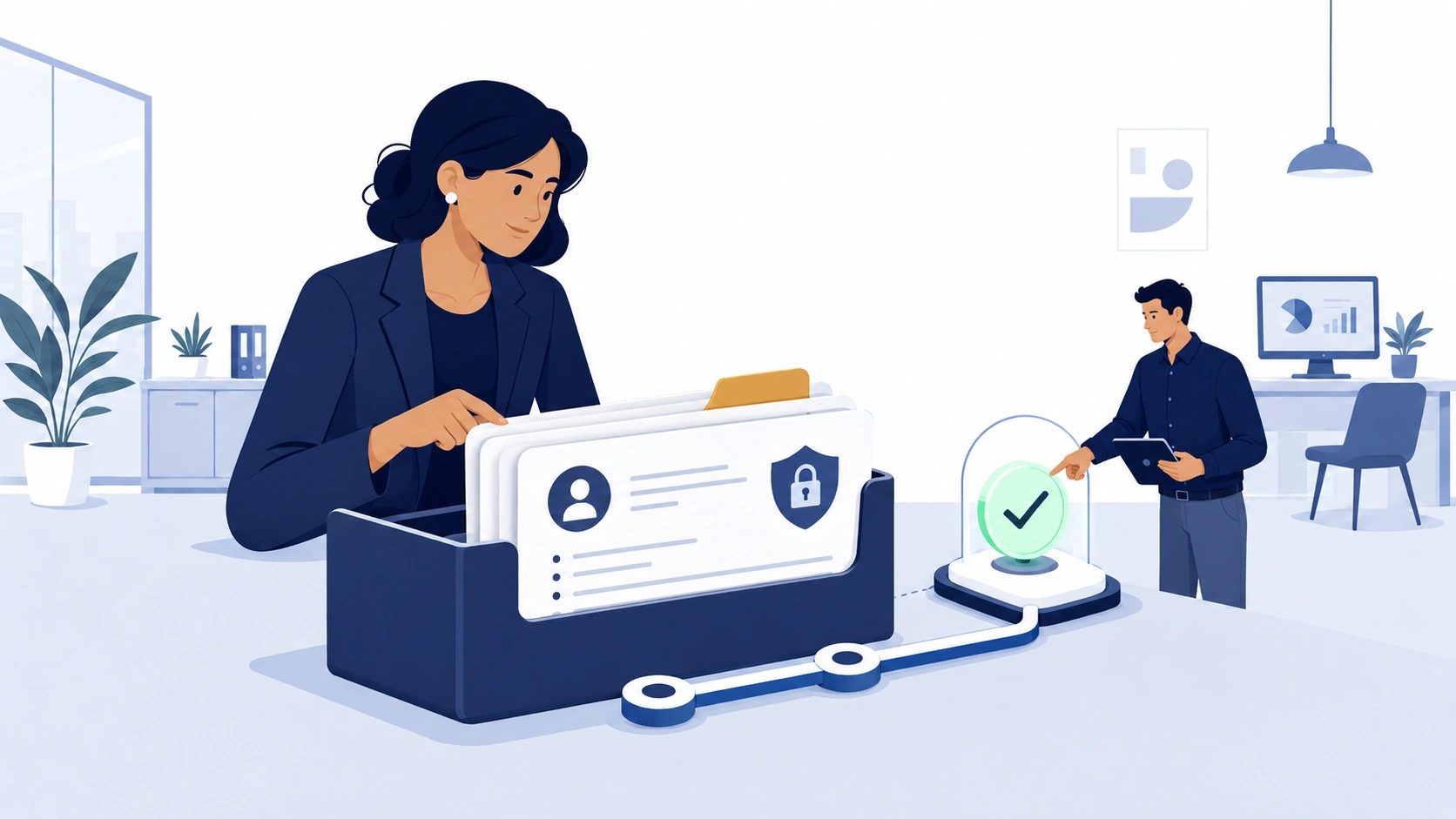 Vertragsordner mit Datentransfer-Checkpoint für AVV nach Art. 28 DSGVO, Standardvertragsklauseln und EU-US DPF