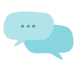Two overlapping blue chat bubbles with three dots indicating typing or messaging.