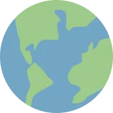 Simplified illustration of Earth showing green continents and blue oceans.