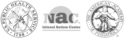 Logos of the U.S. Public Health Service, National Autism Center, and American Academy of Pediatrics