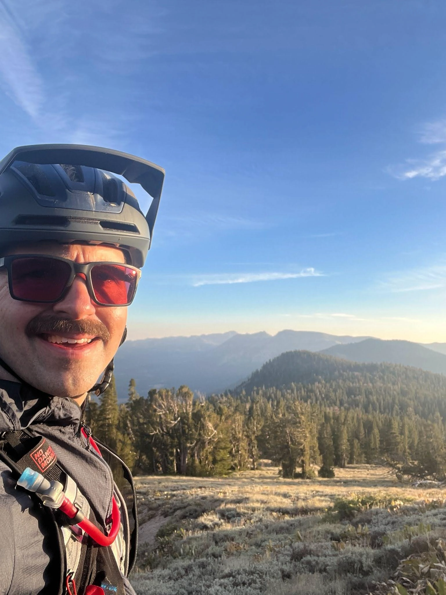 Closeup of Grant Wiltshire hiking in nature