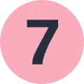 Un cercle rose uni contenant le chiffre '7' en police foncée.