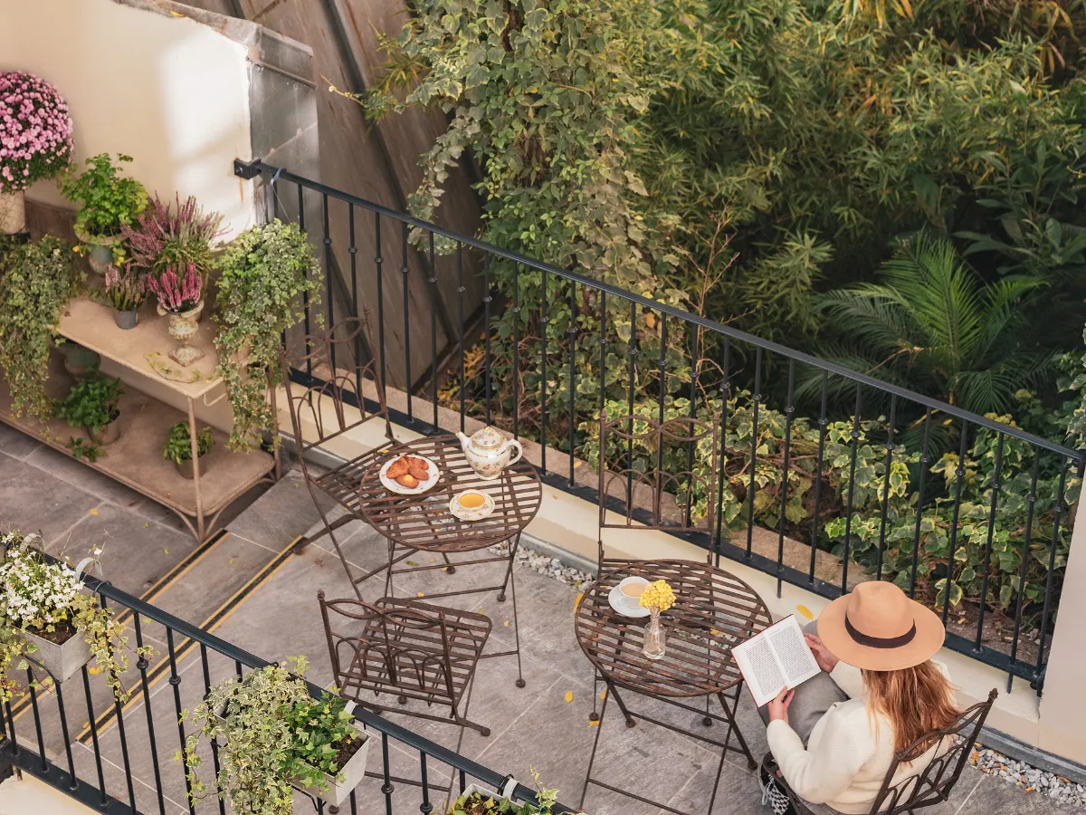 patio végétalisé hôtel terrasse ensoleillée