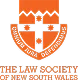 Logo of The Law Society of New South Wales featuring a shield with a horizontal cross and three red lions.