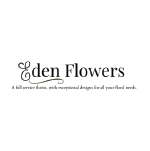 Logo for Eden Flowers with tagline about exceptional designs and fresh seeds.