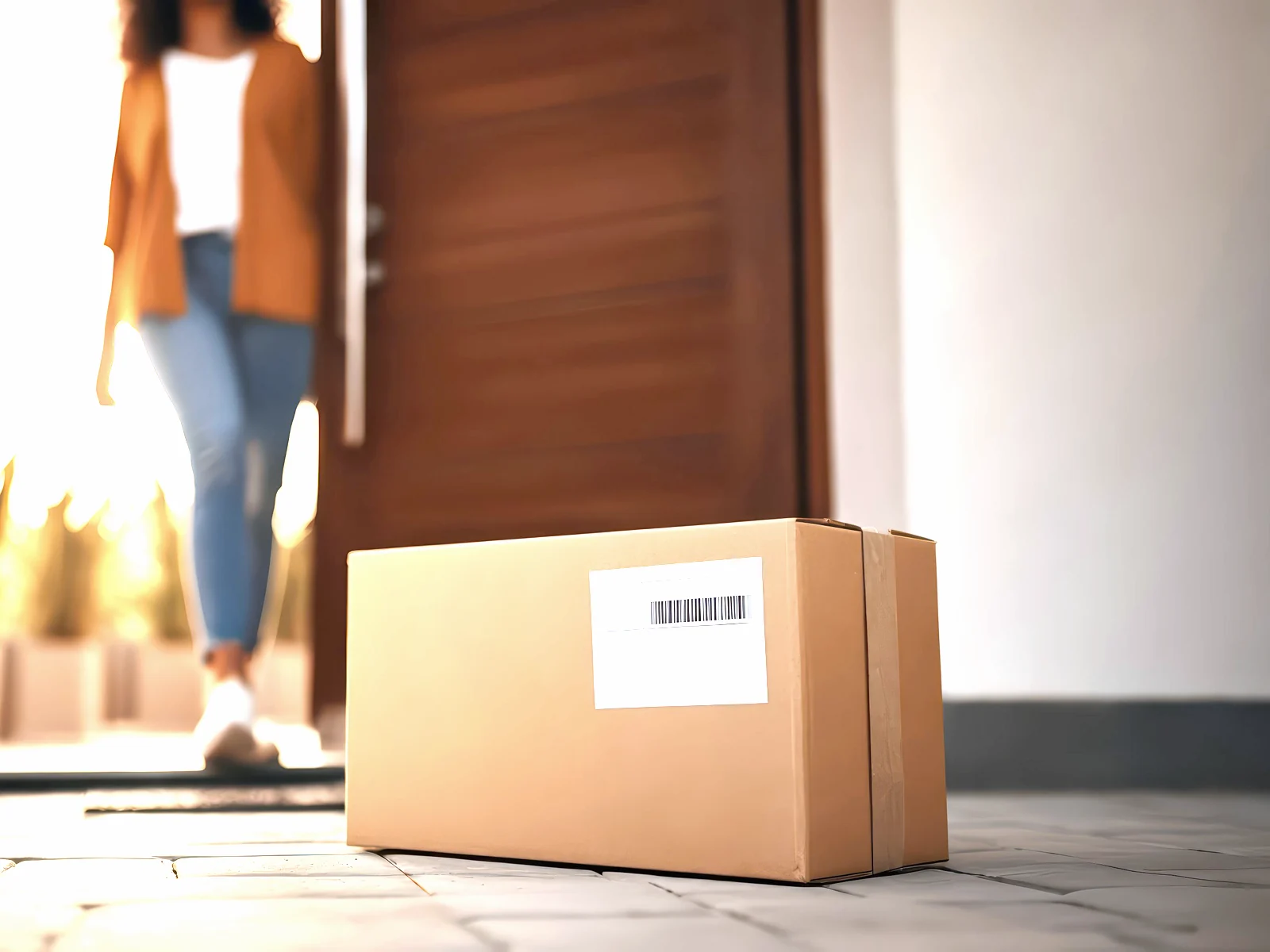 Plain unbranded medication package delivered discreetly to a patient's front door