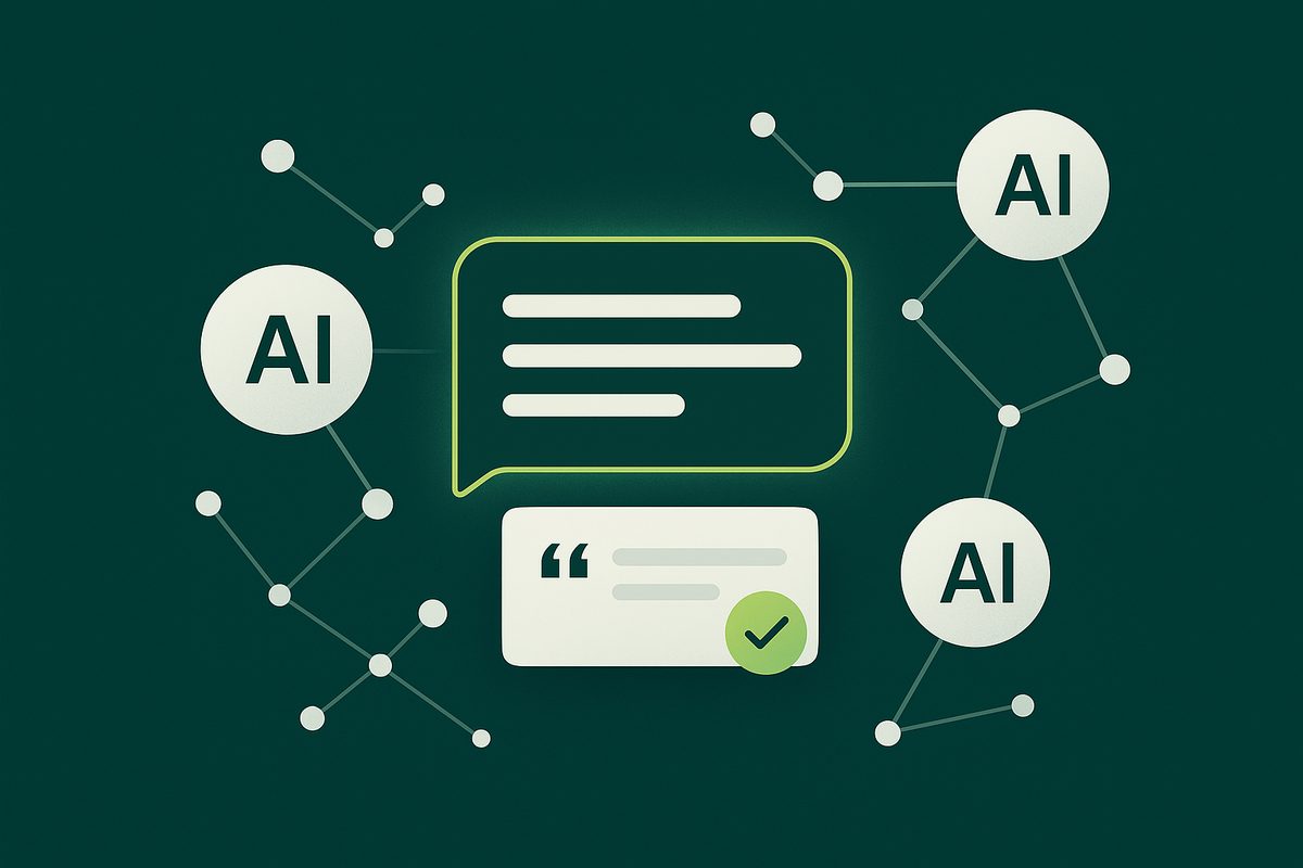 A brand being discovered and cited inside an AI-generated answer