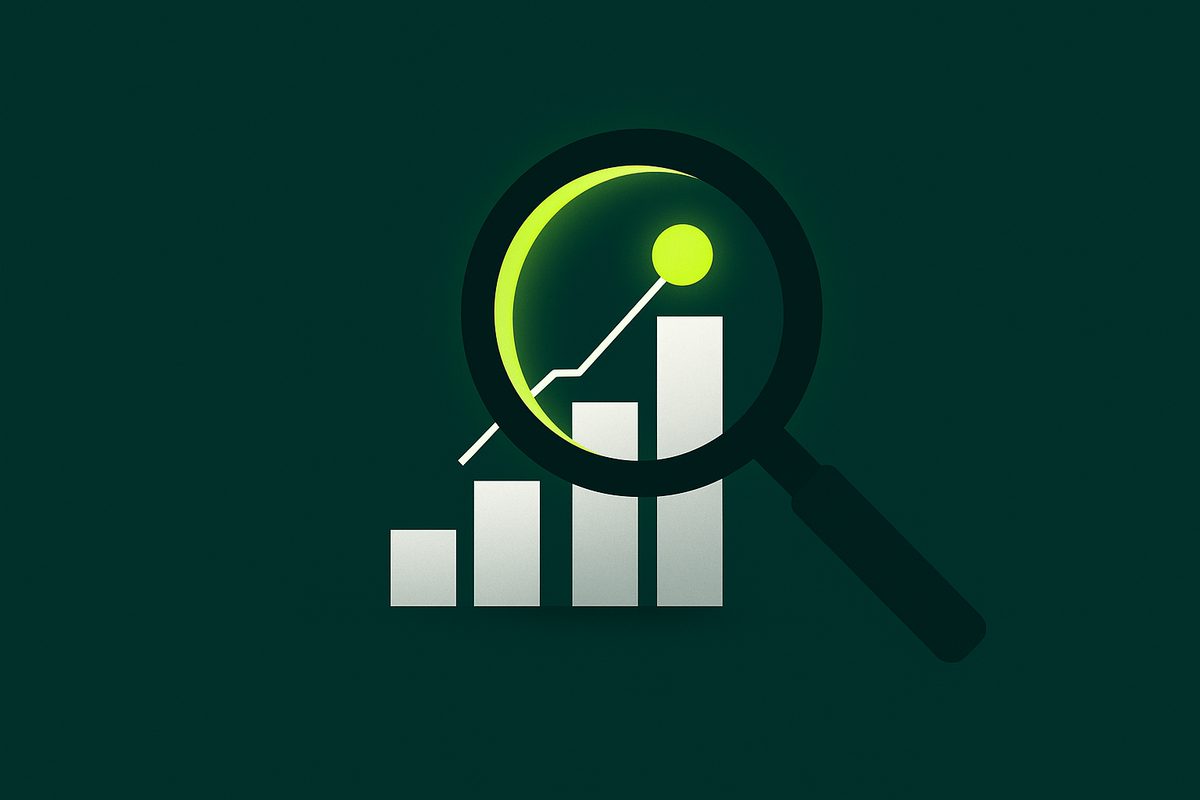 Magnifying glass examining rising data bars - GEO statistics 2026