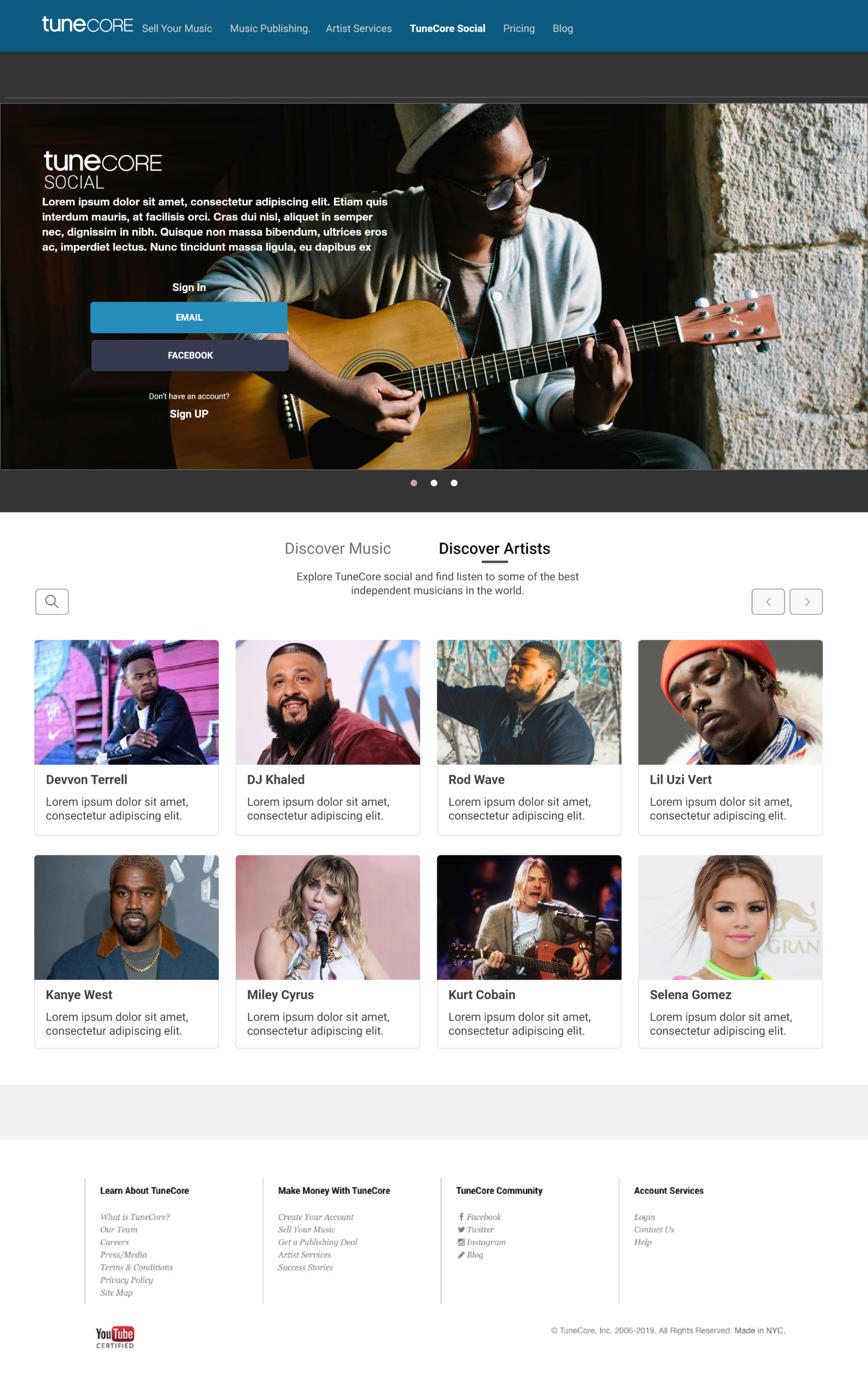 Tune core Homepage