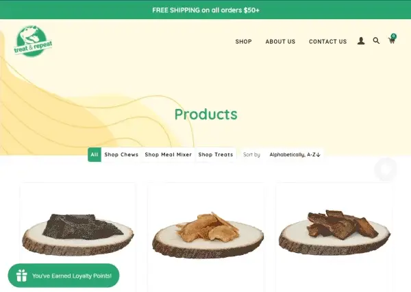Treat N Repeat shop and product pages