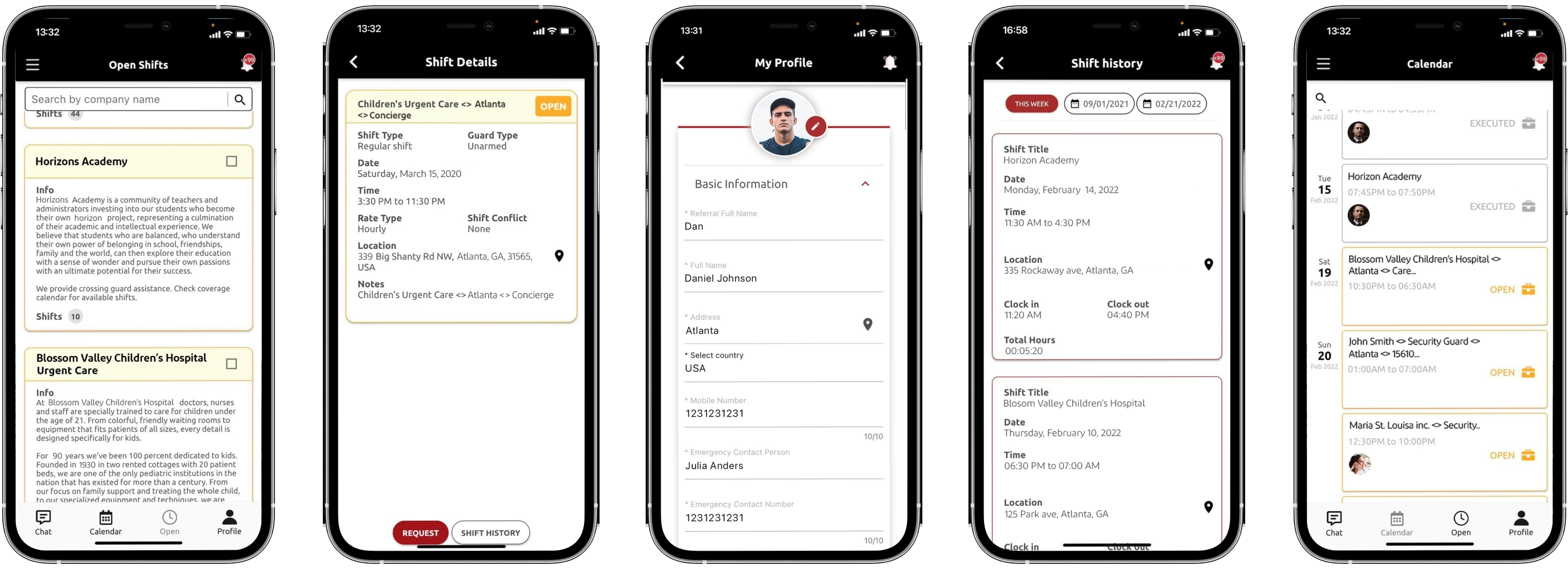 Skylar Security Mobile App Views