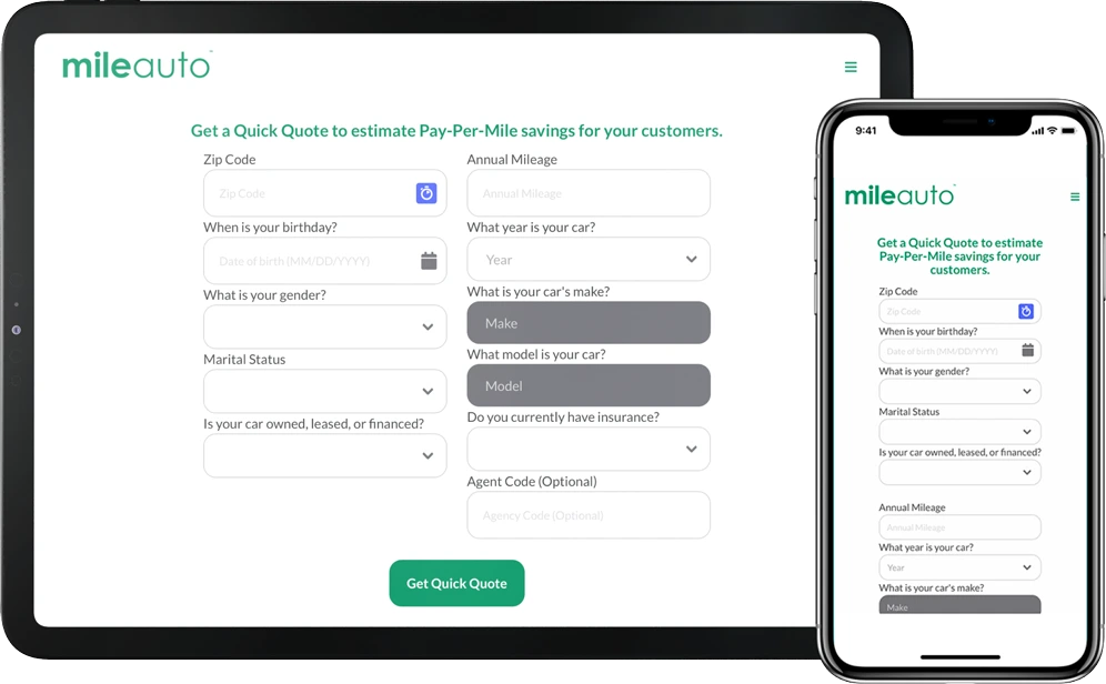 Mile auto quote for agents