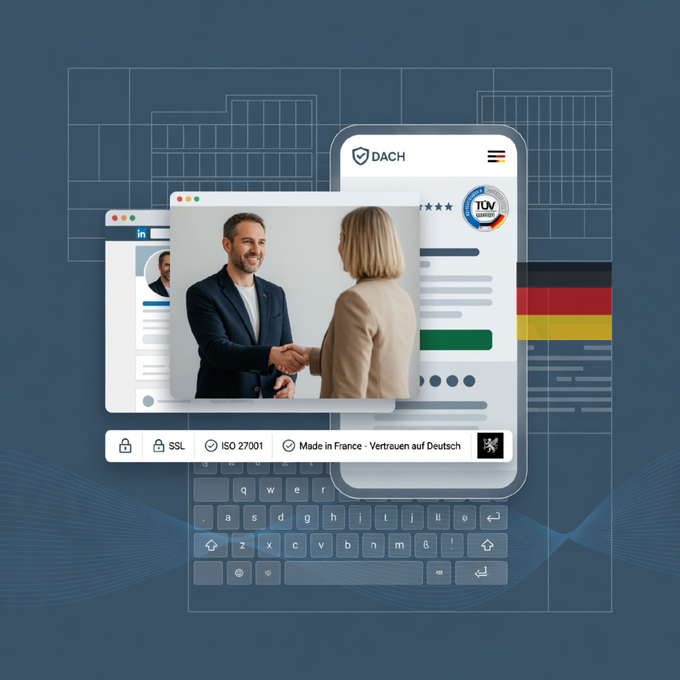 a professional handshake between two business people, German market entry and digital acquisition