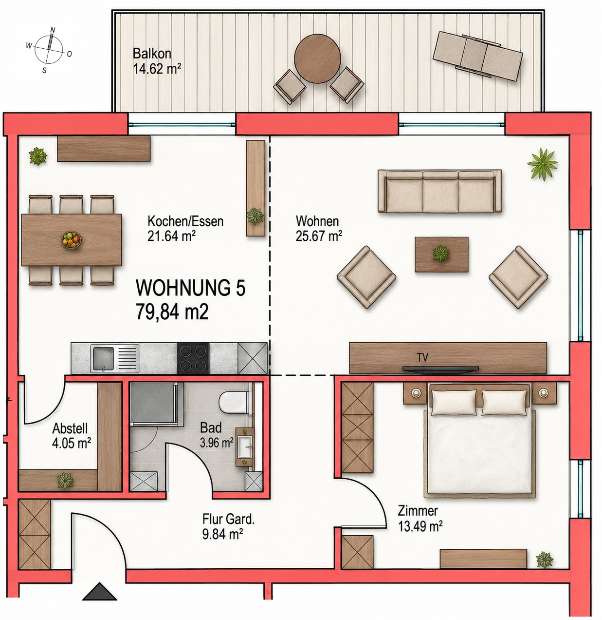 Grundriss Wohnung 5 – Obergeschoss