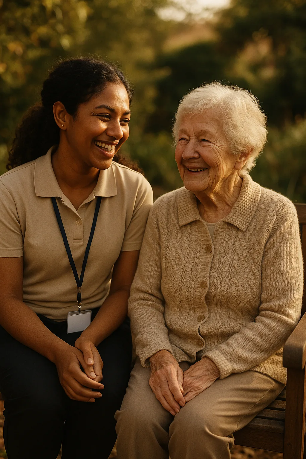 SadieGrace support worker with participant in an Australian garden