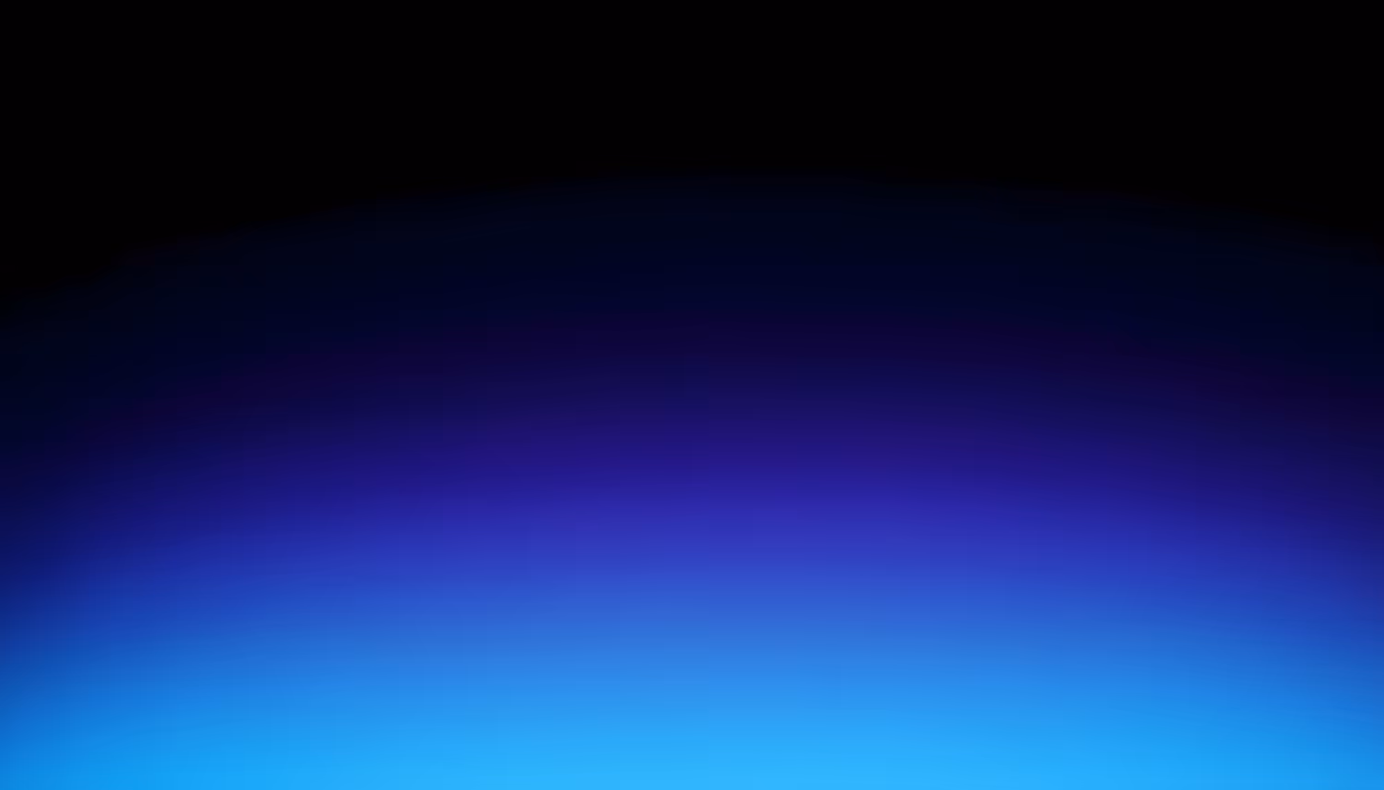 A smooth gradient background transitioning from solid black at the top through deep navy and violet in the middle to vibrant cobalt and bright sky blue at the bottom.