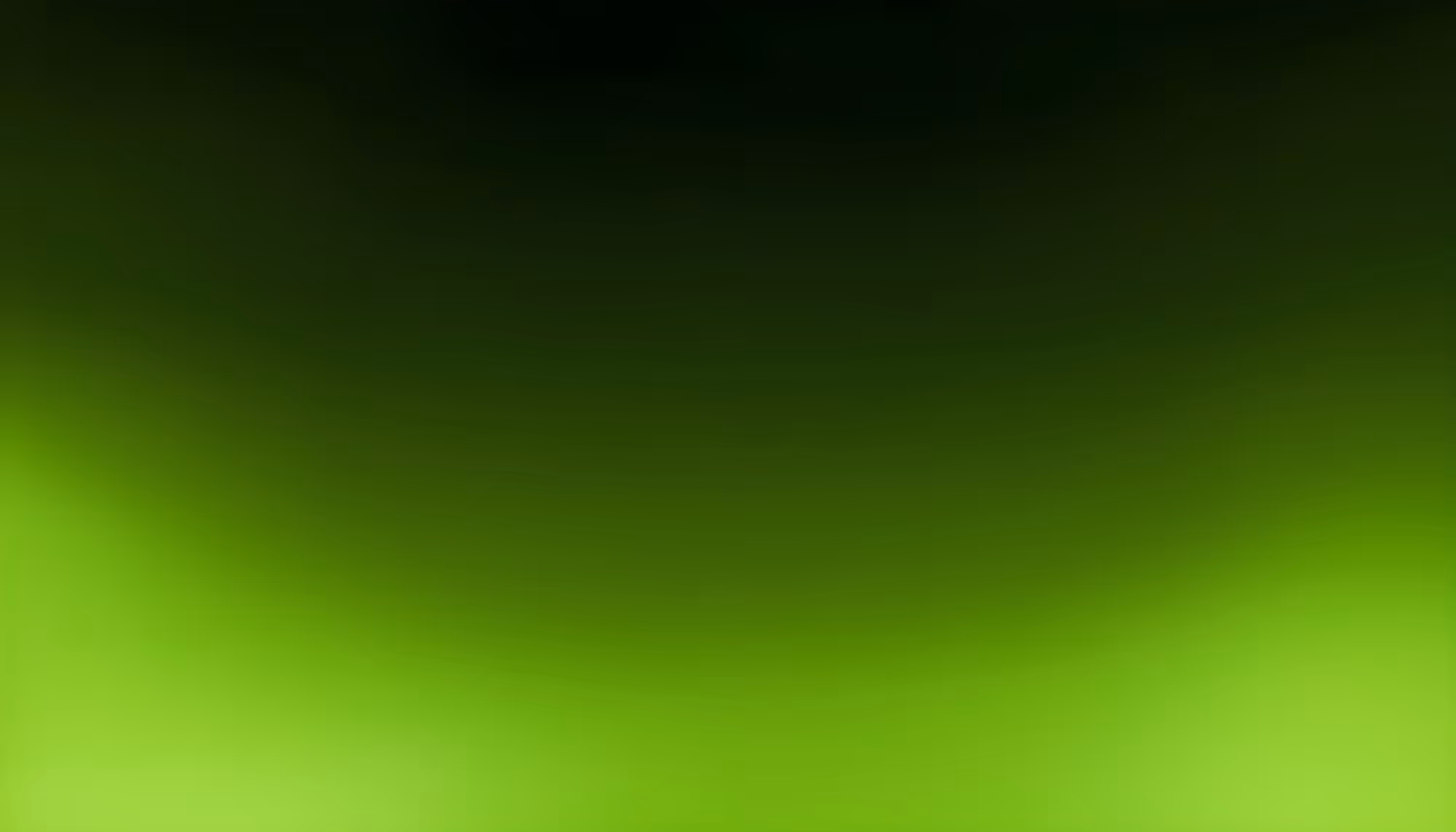 A smooth gradient background transitioning from black at the top to vibrant lime green at the bottom, with the brightest green concentrated in the lower-left area.