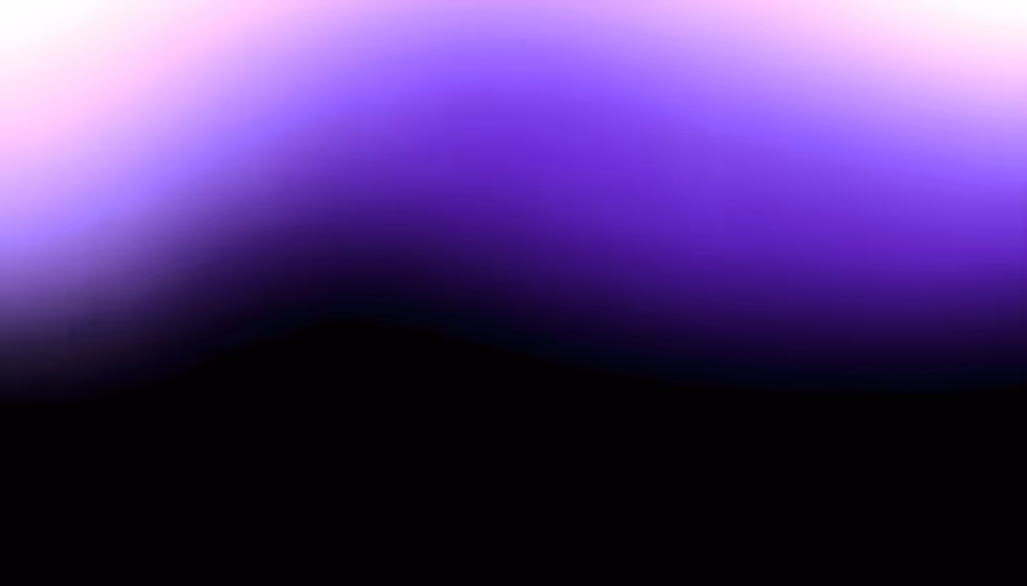 Abstract gradient image transitioning from white and light pink at the top corners through vivid purple in the upper center, fading into deep violet and dark navy, then blending into solid black at the bottom.