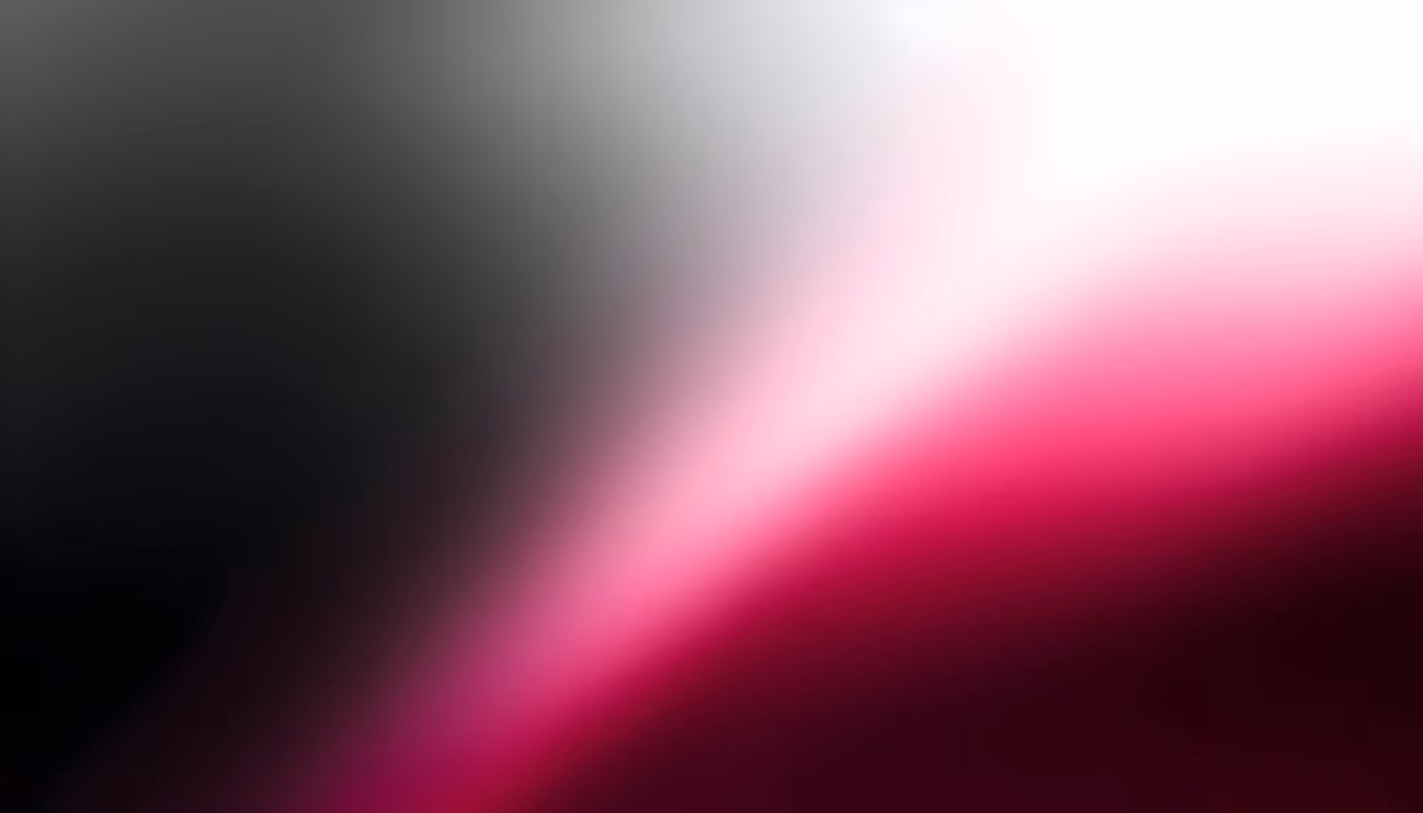 Abstract gradient background transitioning diagonally from dark charcoal black in the upper left to bright white in the center, flowing into vivid magenta pink on the right, with deep crimson fading to near-black in the lower corners.
