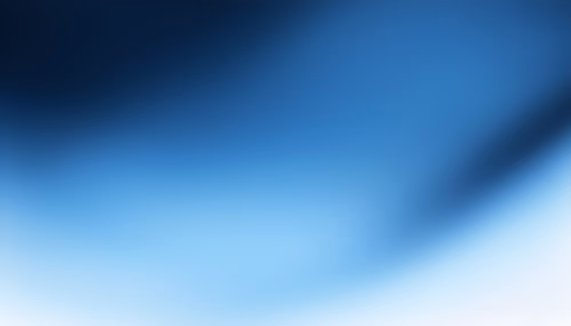 Abstract blue gradient background transitioning from dark navy in the upper corners to soft light blue and white in the lower center, with a sweeping curved dark band across the upper right.