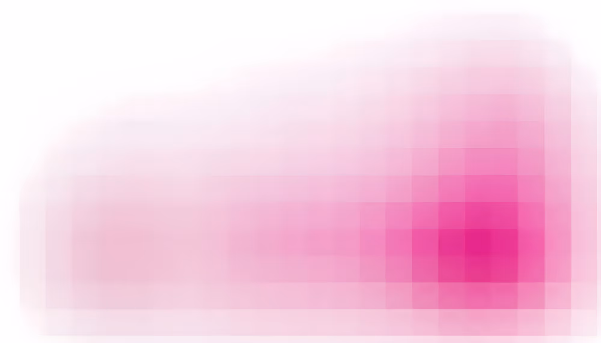 Abstract gradient composition featuring overlapping translucent pink and magenta squares fading from white on the left to vibrant hot pink on the lower right.