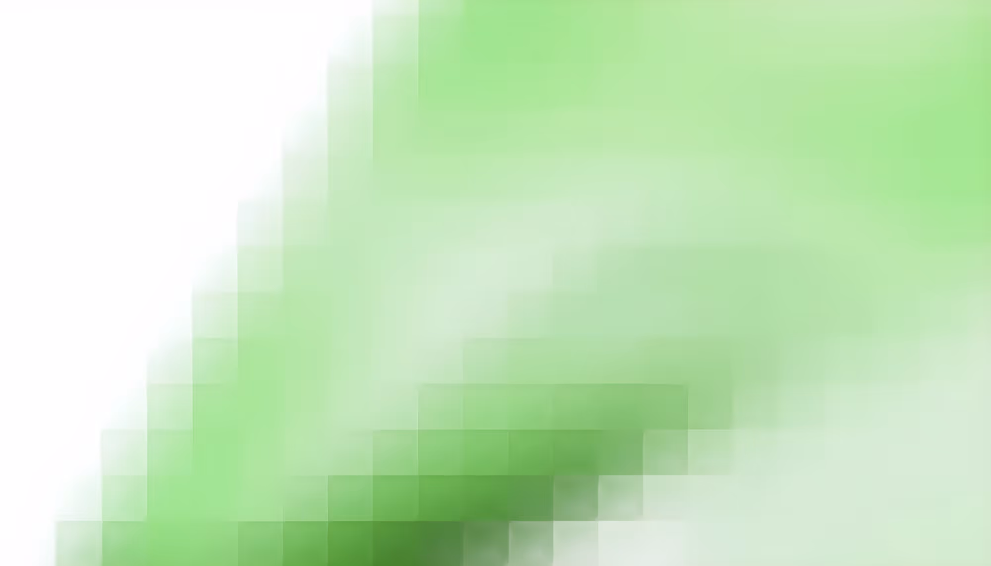 Abstract green and white gradient background with a soft, blurred pixelated pattern, featuring light green tones that fade to white in the upper left and lower right corners.