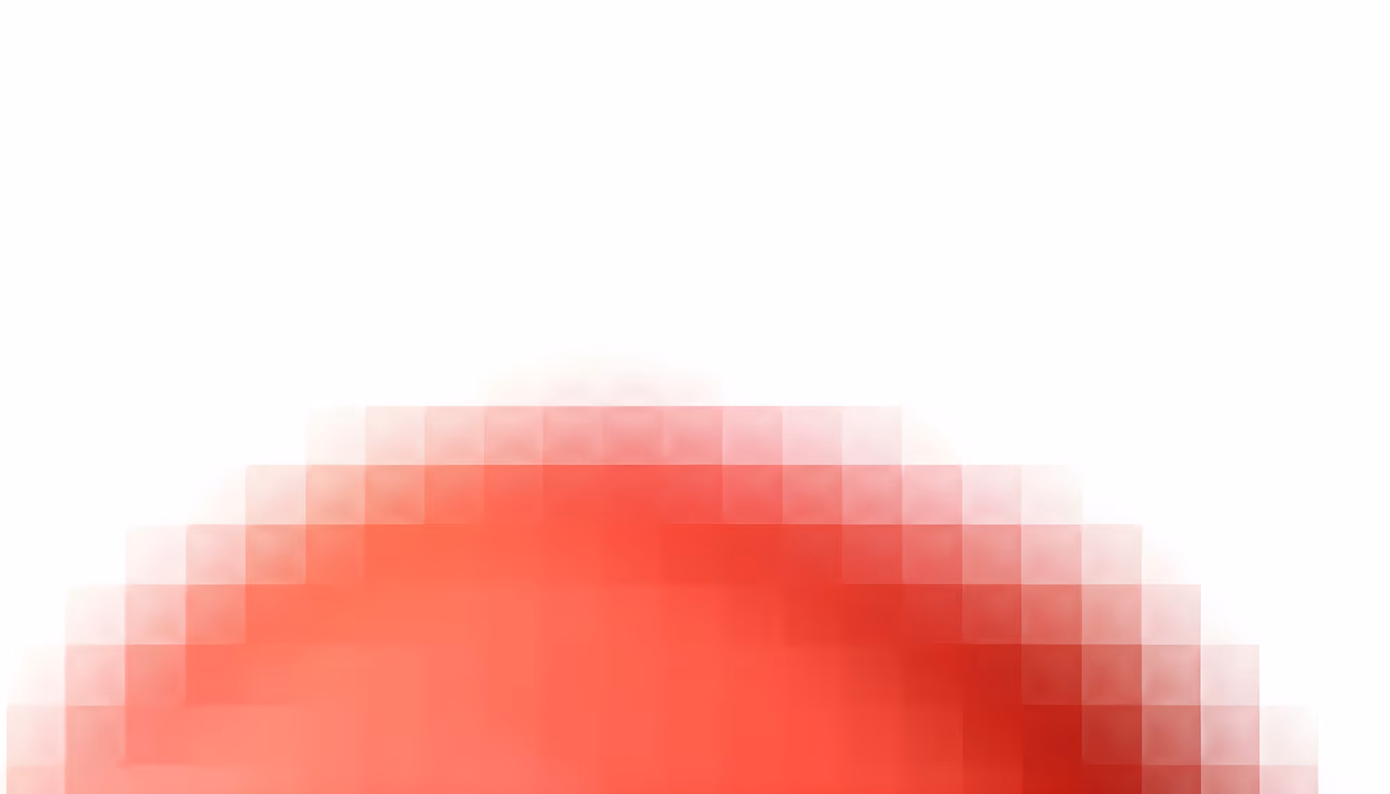 A heavily pixelated, blurred red dome or arch shape rising from the bottom of a white background.