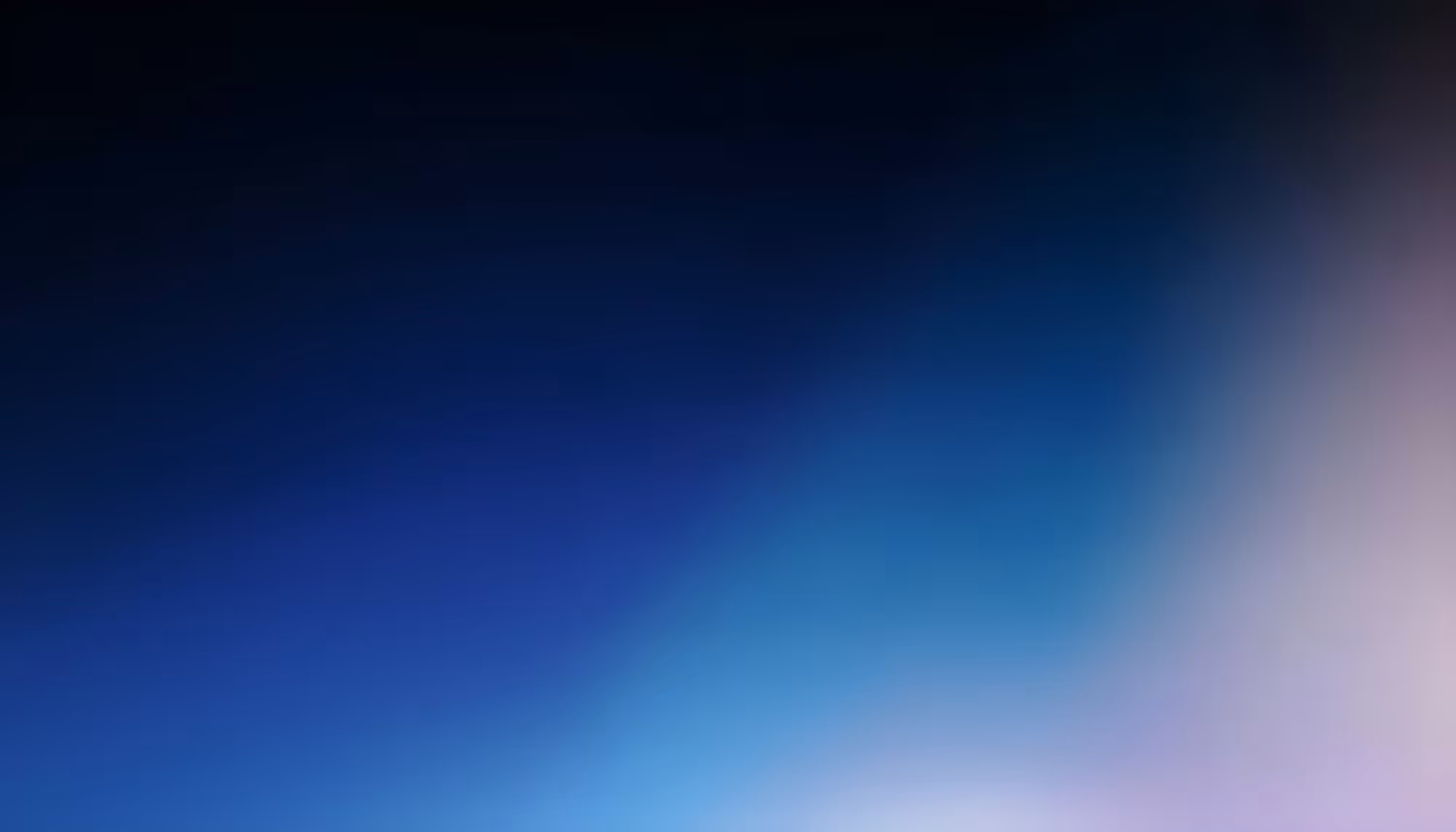 Abstract gradient background transitioning from deep black in the upper left to rich navy blue in the center, with a soft glow of light blue and pale lavender-white in the lower right corner.